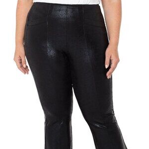 LIVERPOOL Stella Kick Flare Pants Women's Plus Size 18W Black Crackle Coated